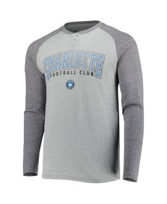 Men's Heather Gray/Heather Charcoal Charlotte FC Ledger Raglan Long Sleeve T-Shirt