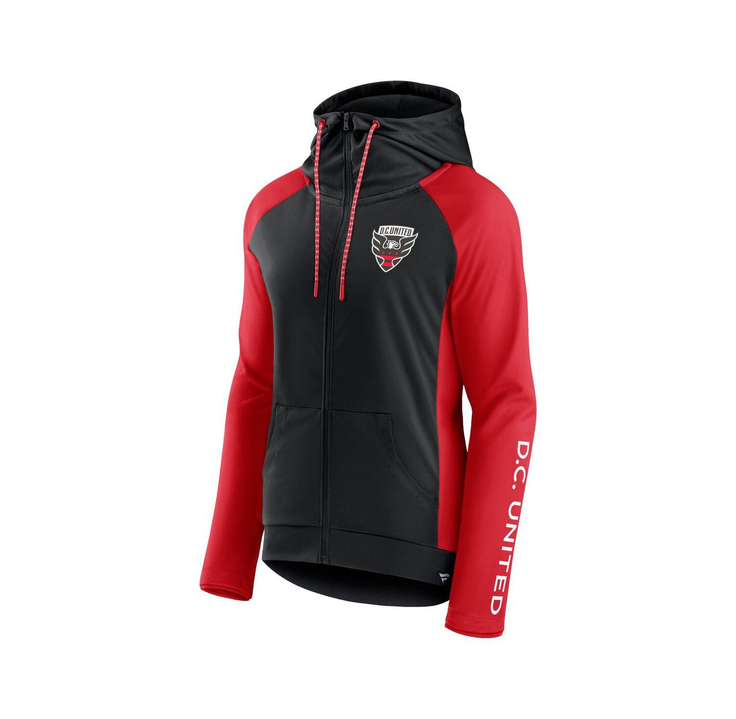 Women's Black/Red D.C. United Iconic Raglan Full-Zip Hoodie