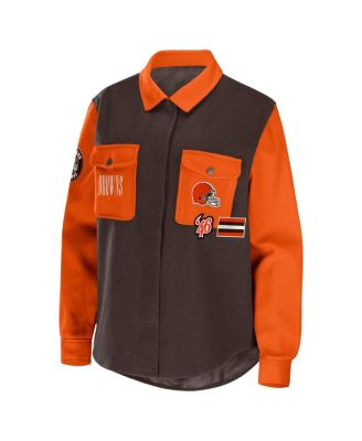 Women's Brown Cleveland Browns Snap-Up Shirt Jacket
