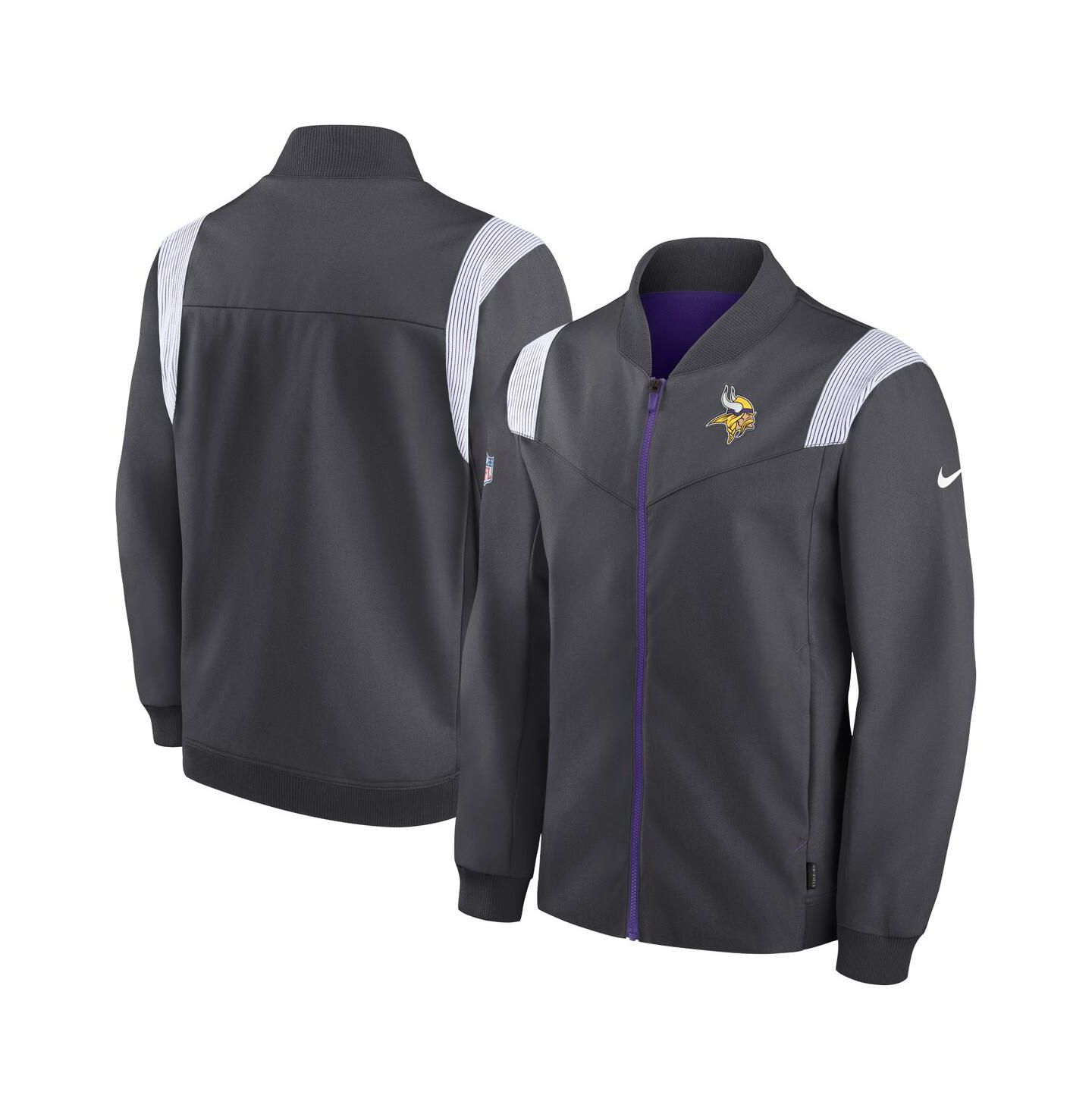 Мужская куртка Nike Anthracite Minnesota Vikings Sideline Coaches Bomber Full-Zip — фото 1