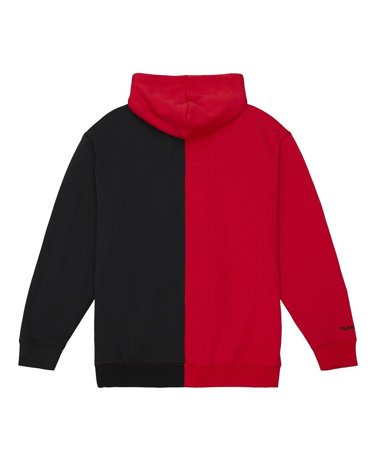 Mitchell & Ness Men's Red/black Chicago Bulls Color Block 2.0 Fleece Full-zip Hoodie In Red,black