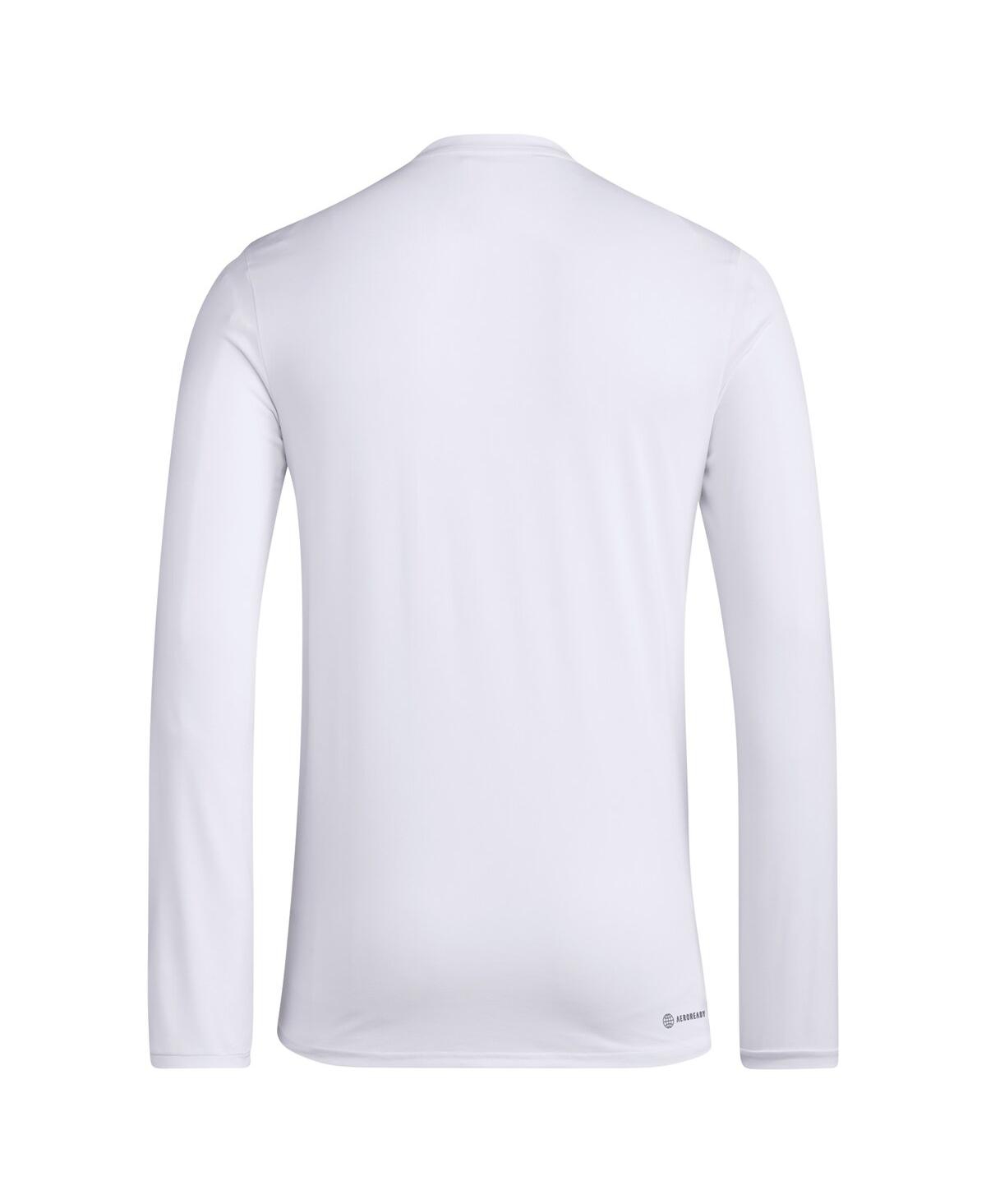 ADIDAS ORIGINALS MEN'S WHITE SEATTLE SOUNDERS FC 2024 JERSEY HOOK AEROREADY LONG SLEEVE T-SHIRT