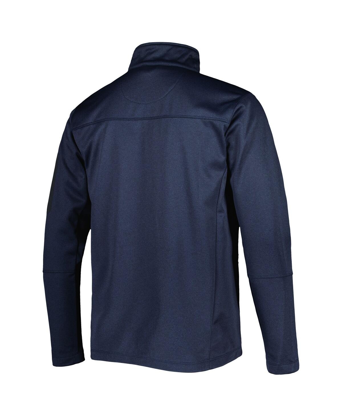 DUNBROOKE MEN'S HEATHER NAVY NEW ENGLAND PATRIOTS FREESTYLE COATED TECH FLEECE FULL-ZIP JACKET 