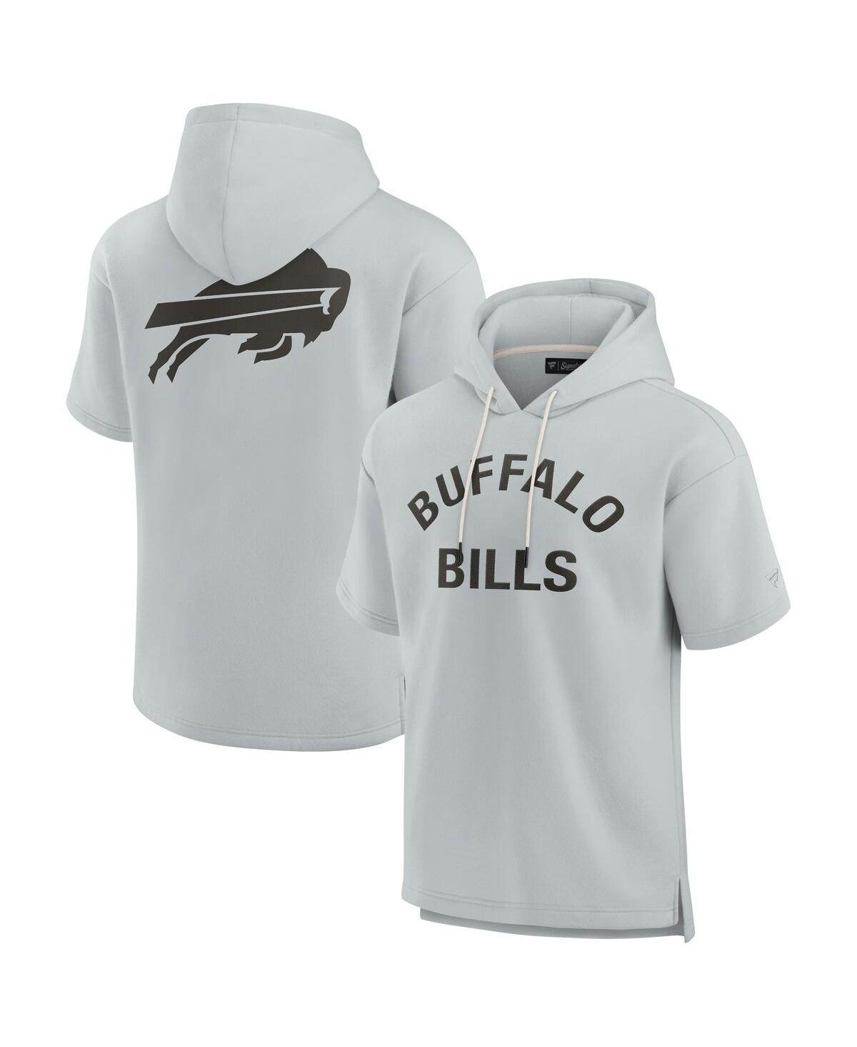 Fanatics Men's And Women's Gray Buffalo Bills Elements Super Soft Fleece Short Sleeve Pullover Hoodie In Gray