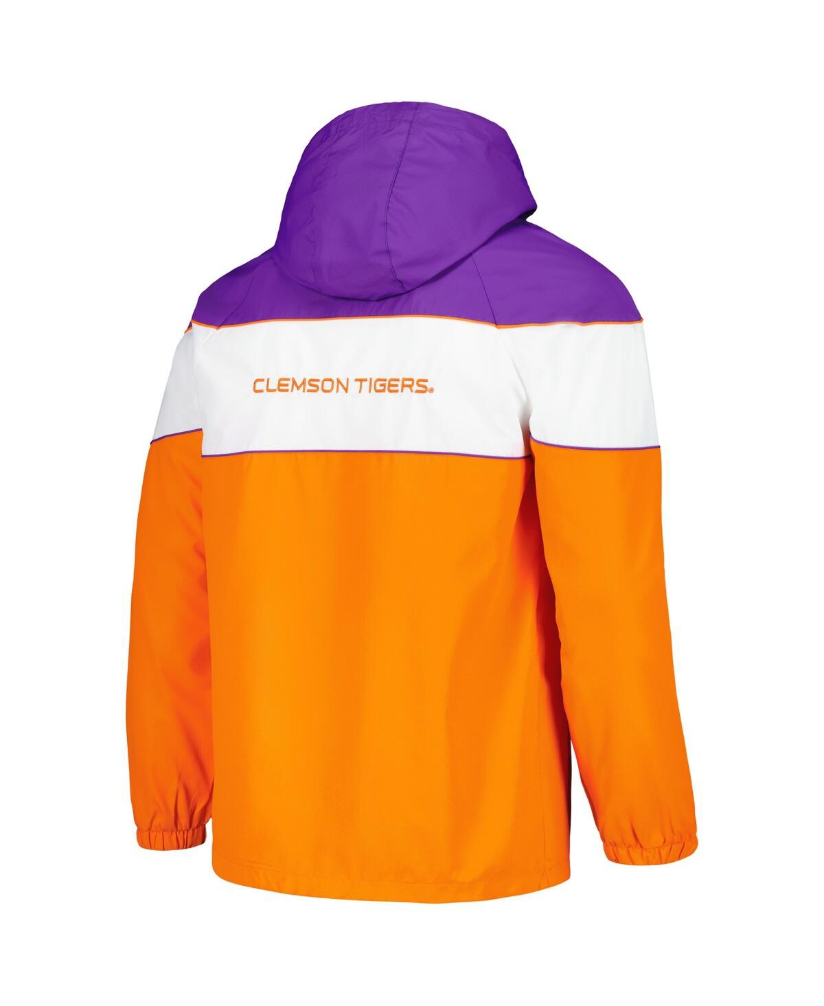 G-III SPORTS BY CARL BANKS MEN'S ORANGE CLEMSON TIGERS CENTER LINE HALF-ZIP RAGLAN HOODIE JACKET 