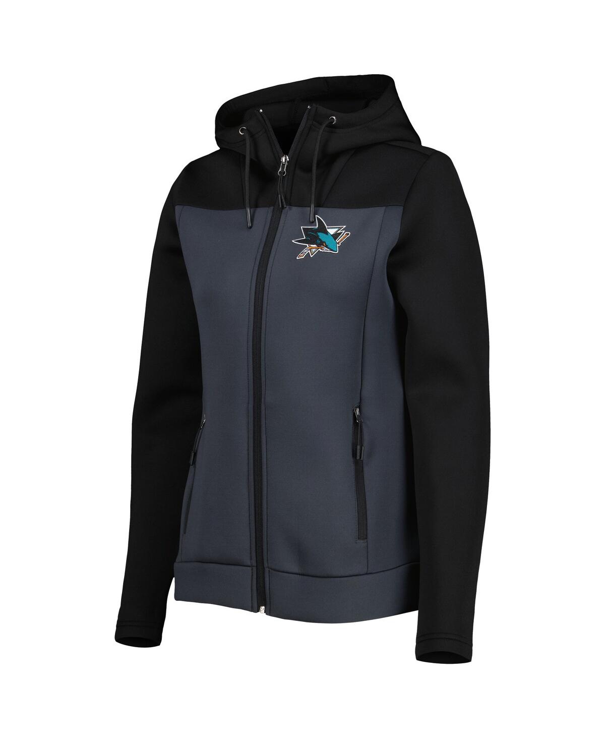 Antigua Women'sGray San Jose Sharks Protect Full-Zip Jacket - Black, Gray