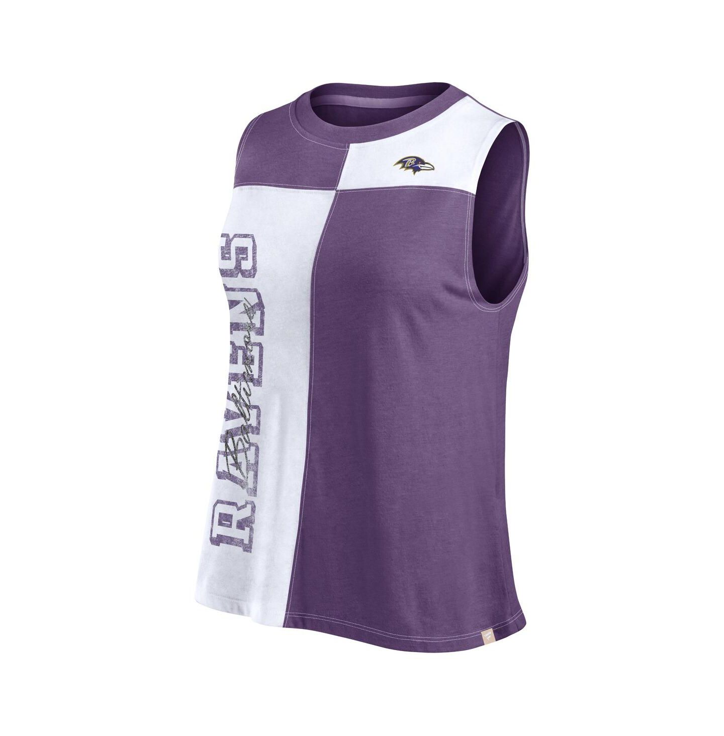 Женский топ Fanatics Purple/White Baltimore Ravens Script Color Block — фото 3