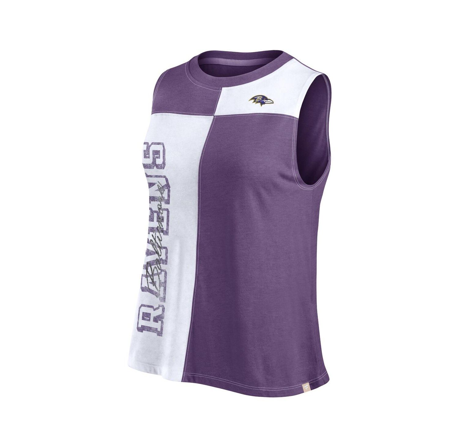 Women's Purple/White Baltimore Ravens Script Color Block Tank Top