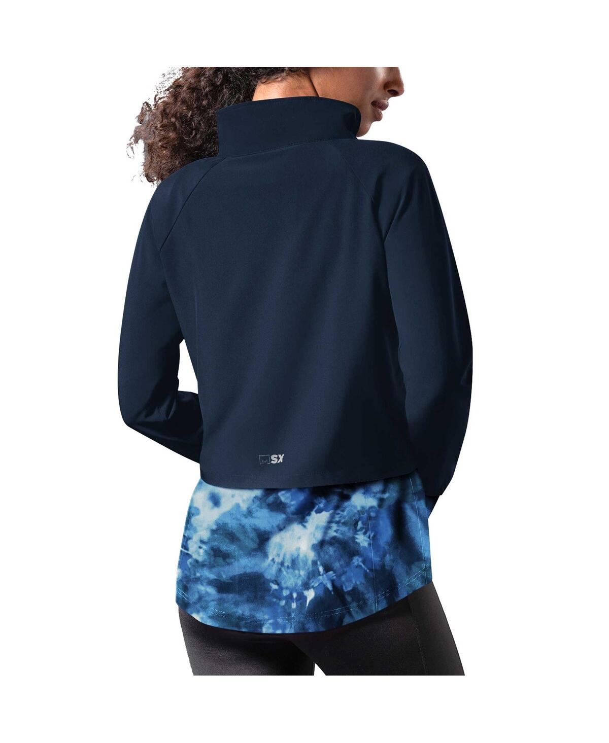 Msx By Michael Strahan Women's Navy New York Giants Grace Raglan Full-zip Running Jacket In Navy