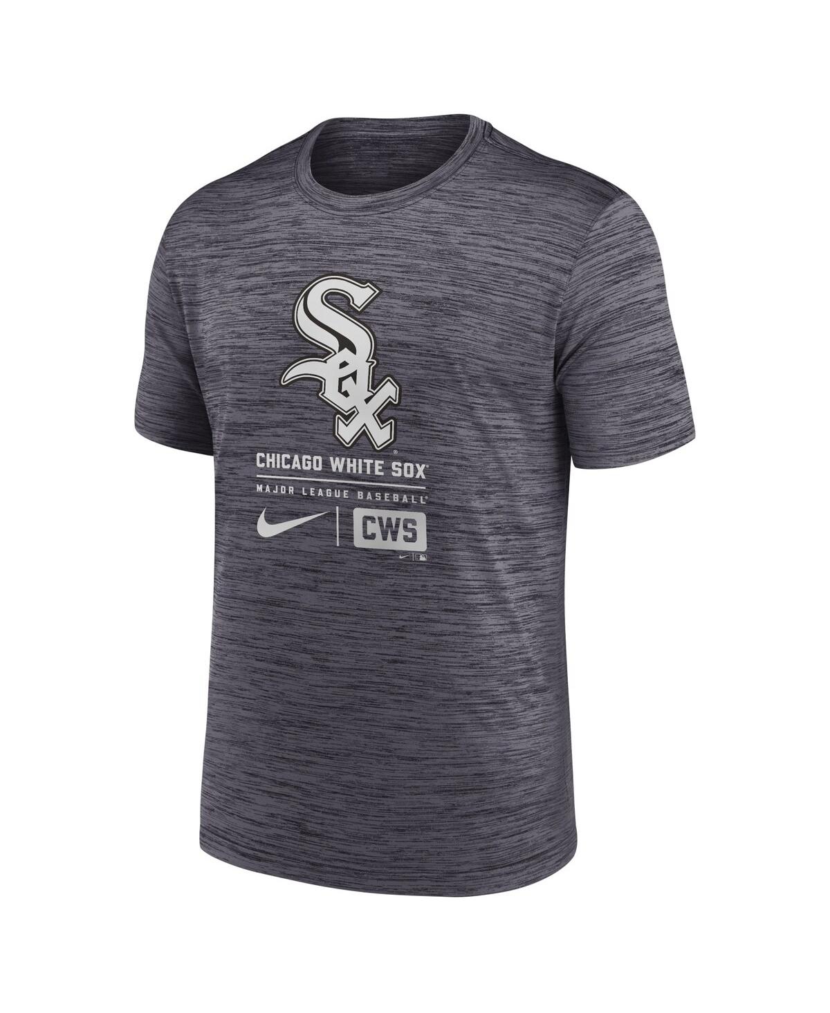 Nike Men's Charcoal Chicago White Sox Large Logo Velocity T-shirt In Gray