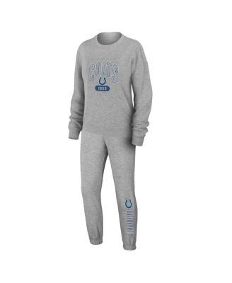 Women's Heather Gray Indianapolis Colts Plus Size Knitted Tri-Blend Long Sleeve T-Shirt & Pants Lounge Set