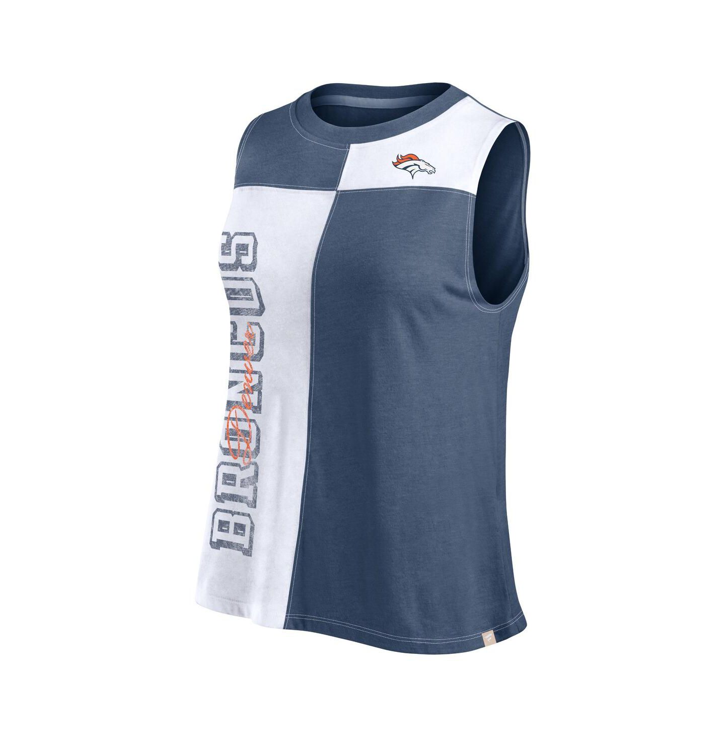 Женский топ Fanatics Navy/White Denver Broncos Script Color Block — фото 3