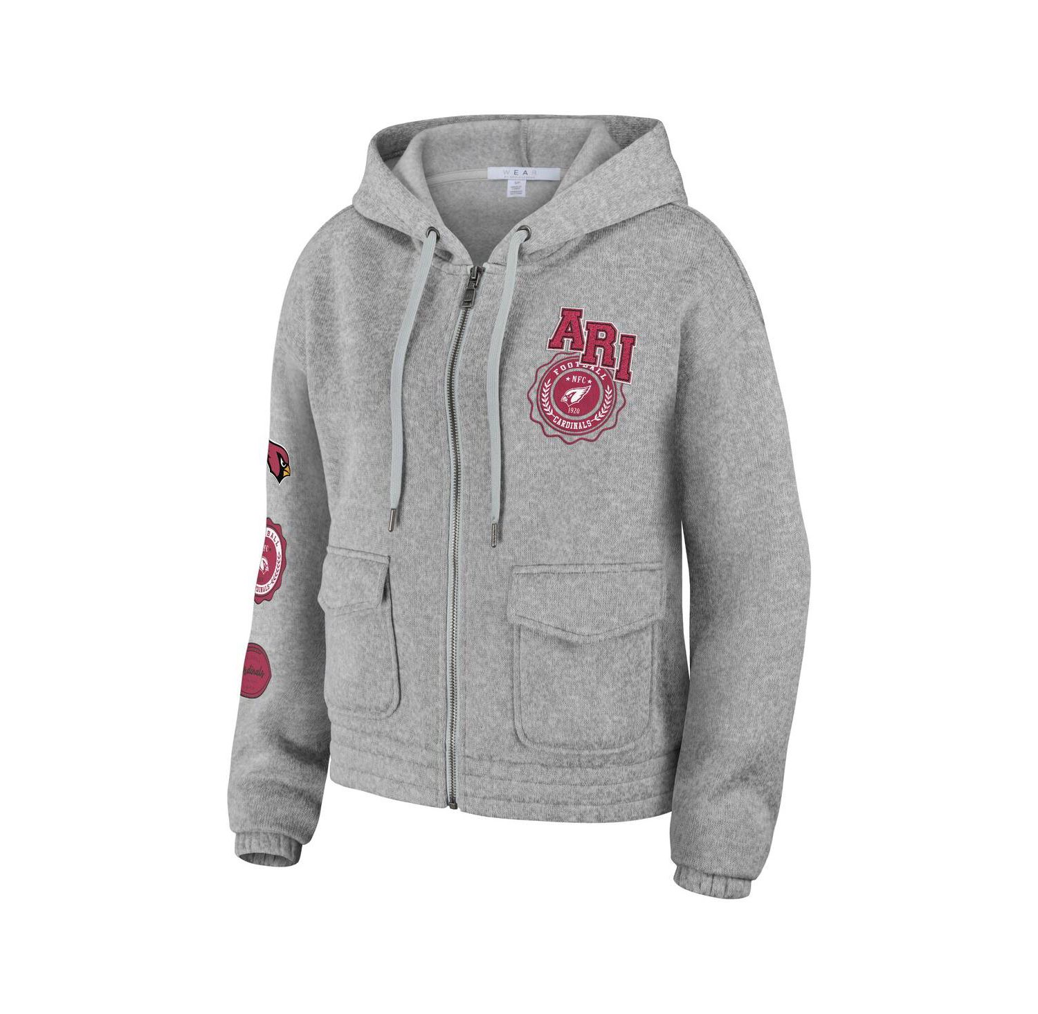 Women's Heather Gray Arizona Cardinals Full-Zip Hoodie