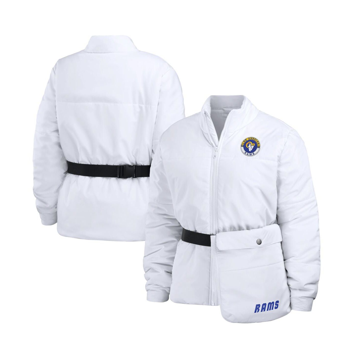 Женская куртка WEAR by Erin Andrews White Los Angeles Rams Packaway Full-Zip Puffer — фото 1