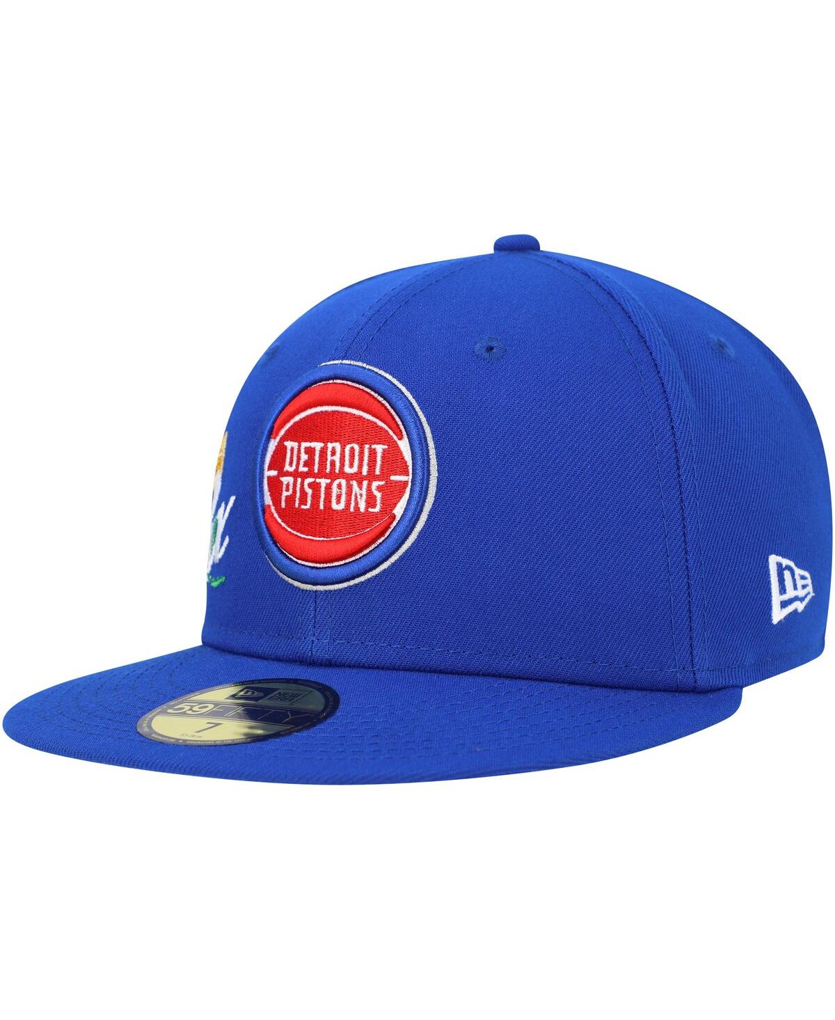 NEW ERA MEN'S BLUE DETROIT PISTONS CROWN CHAMPS 59FIFTY FITTED HAT 