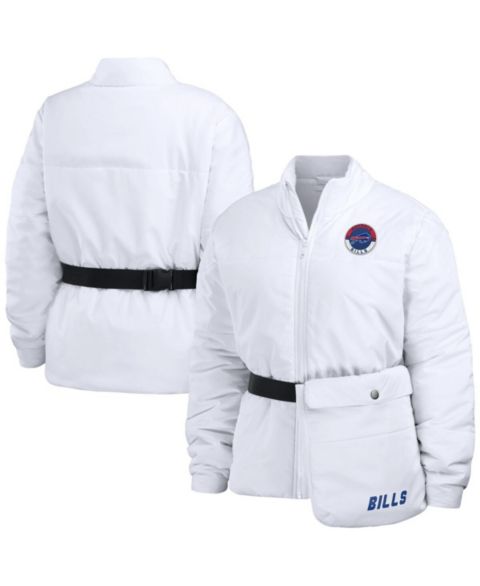 Женские куртки WEAR by Erin Andrews Women's White Buffalo Bills Packaway Full-Zip Puffer Jacket