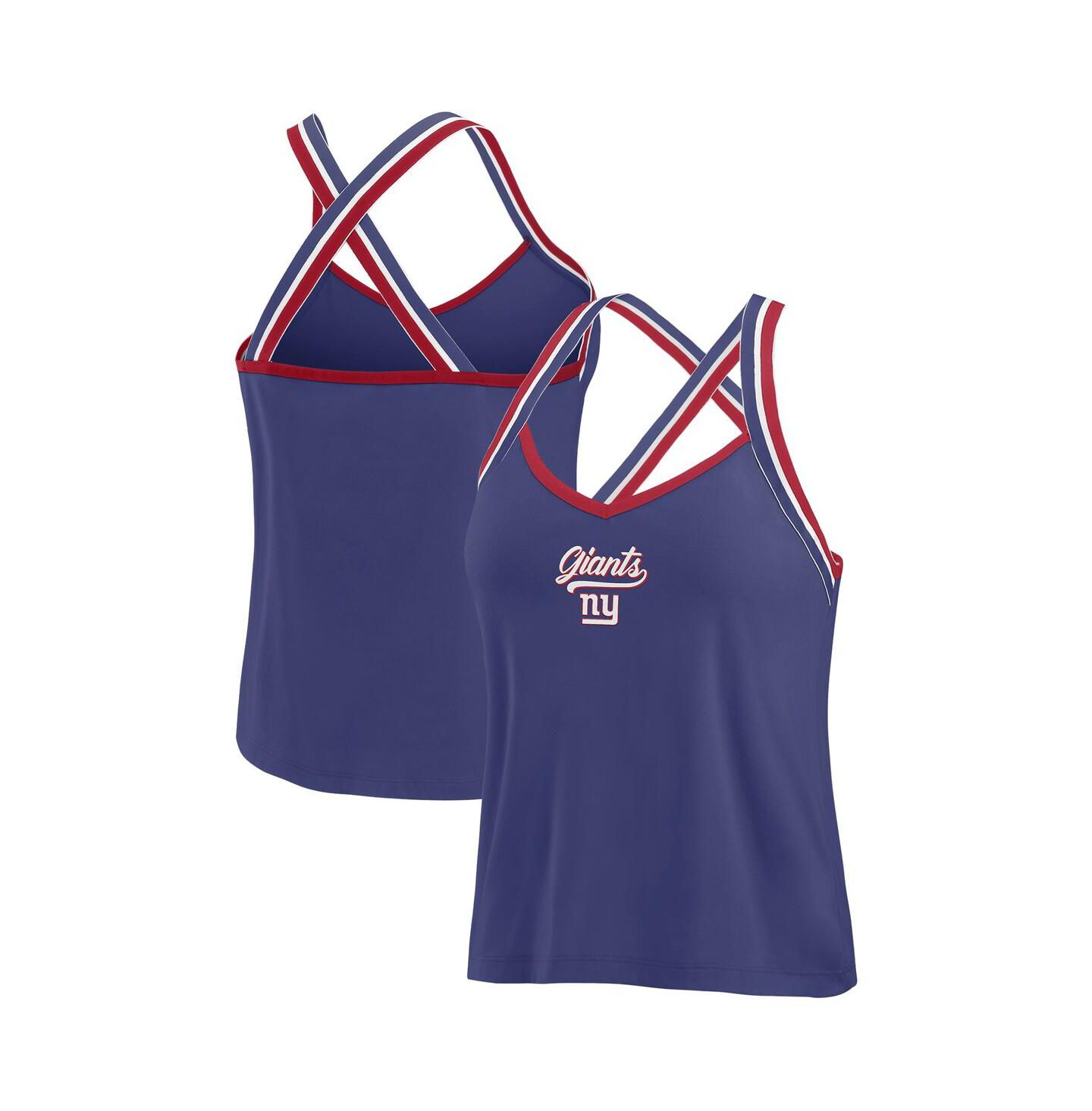 Женский топ WEAR by Erin Andrews Royal New York Giants Cross Strap Tri-Blend — фото 1