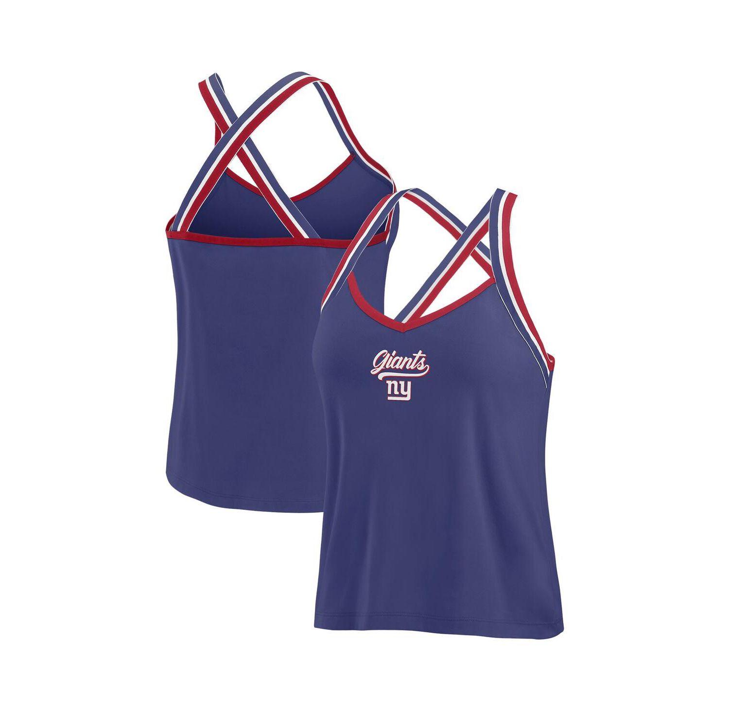 Women's Royal New York Giants Cross Strap Tri-Blend Tank Top