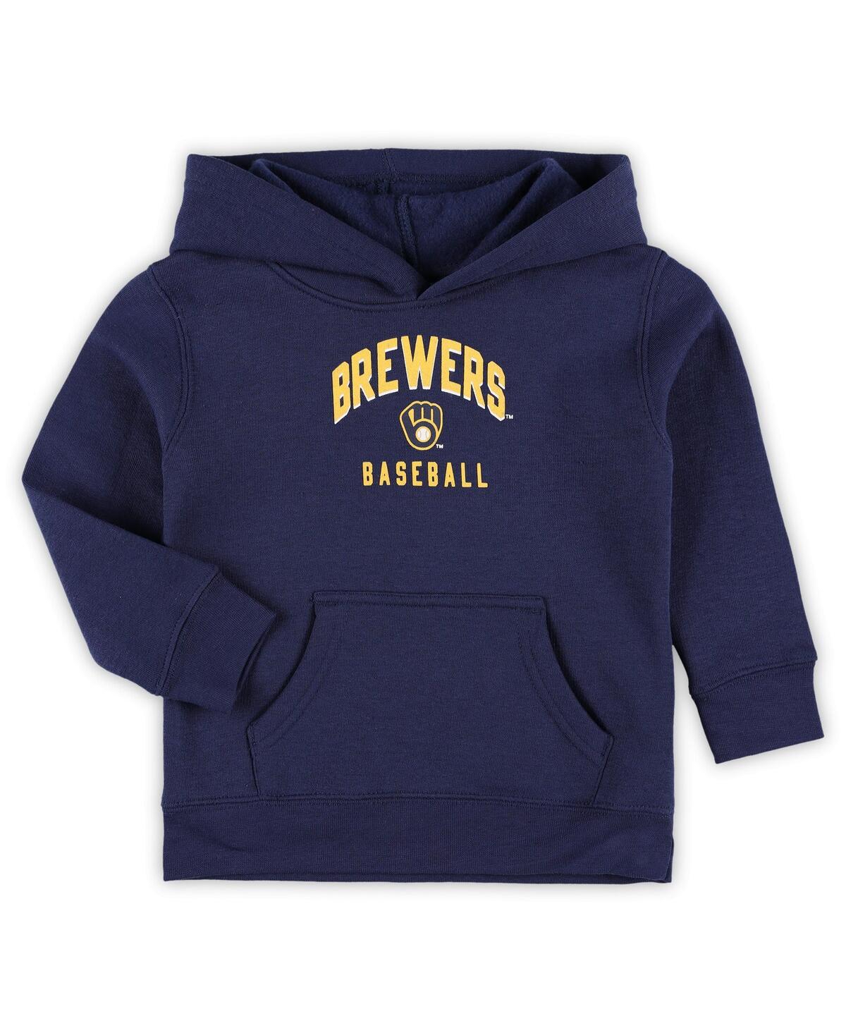 Outerstuff Toddler Navy/gray Milwaukee Brewers Play-by-play Pullover Fleece Hoodie Pants Set In Navy,gray