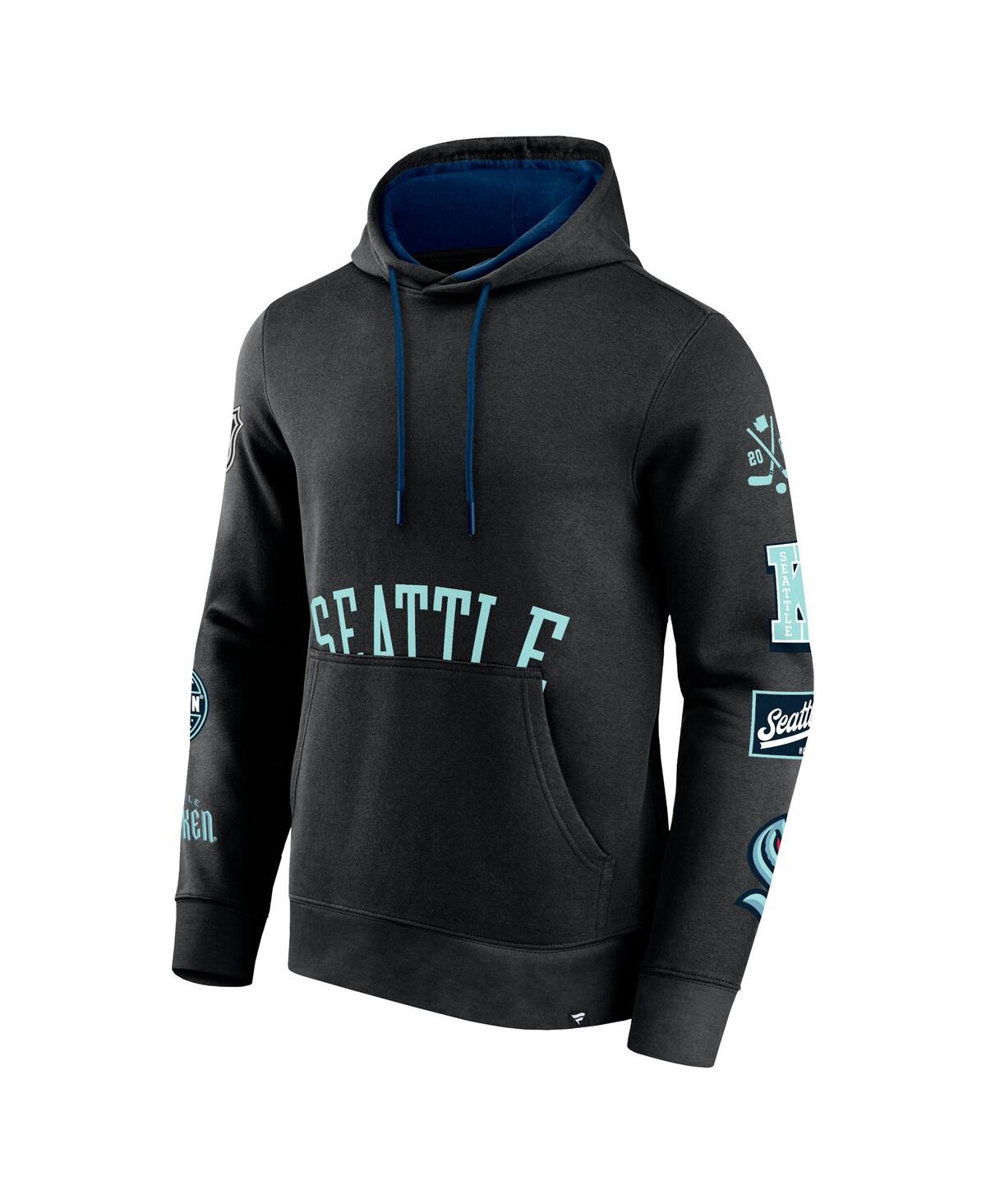 Fanatics Men's Black Seattle Kraken Wild Winner Fleece Pullover Hoodie In Black