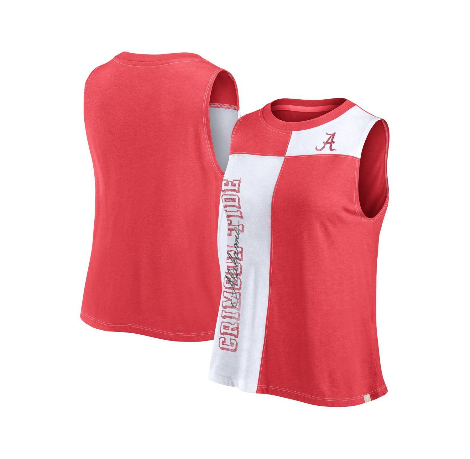 Women's Crimson/White Alabama Crimson Tide Colorblock High Neck Tank Top