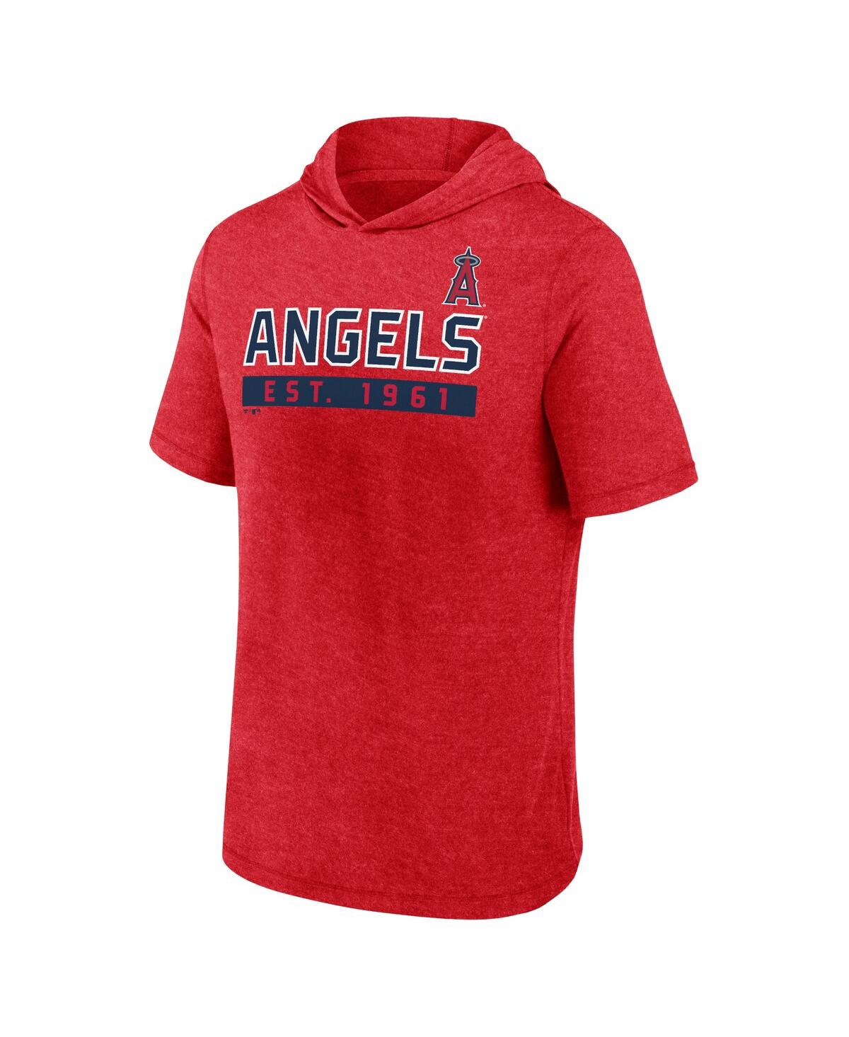 Fanatics Men'sLos Angeles Angels Push Short Sleeve Pullover Hoodie - Heather Red