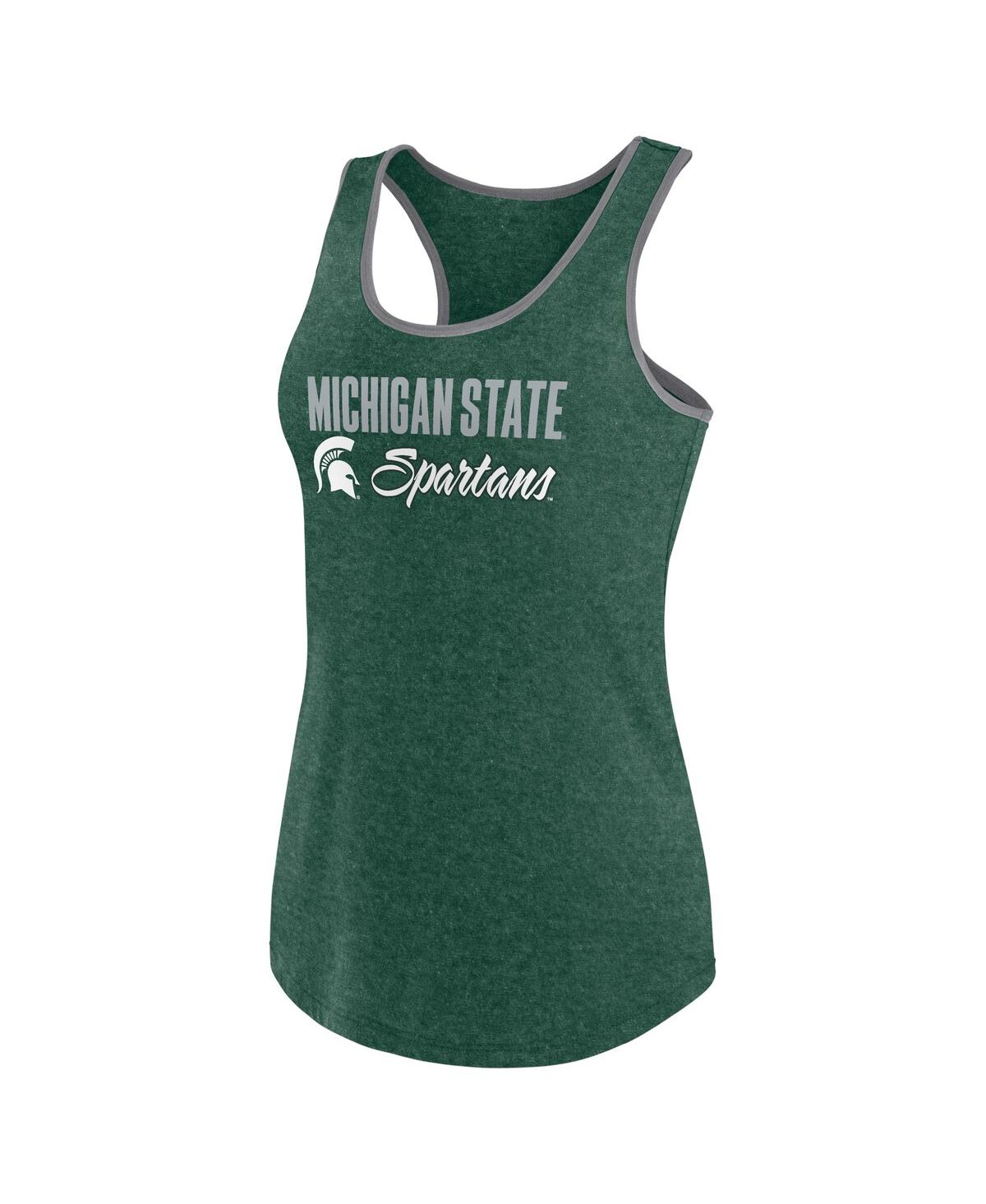 Fanatics Women's Heather Green Michigan State Spartans Fuel Racerback Tank Top In Heather Green
