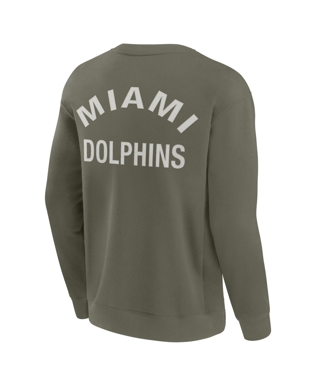 Shop Fanatics Men's And Women's Miami Dolphins Super Soft Pullover Crew Sweatshirt In Olive