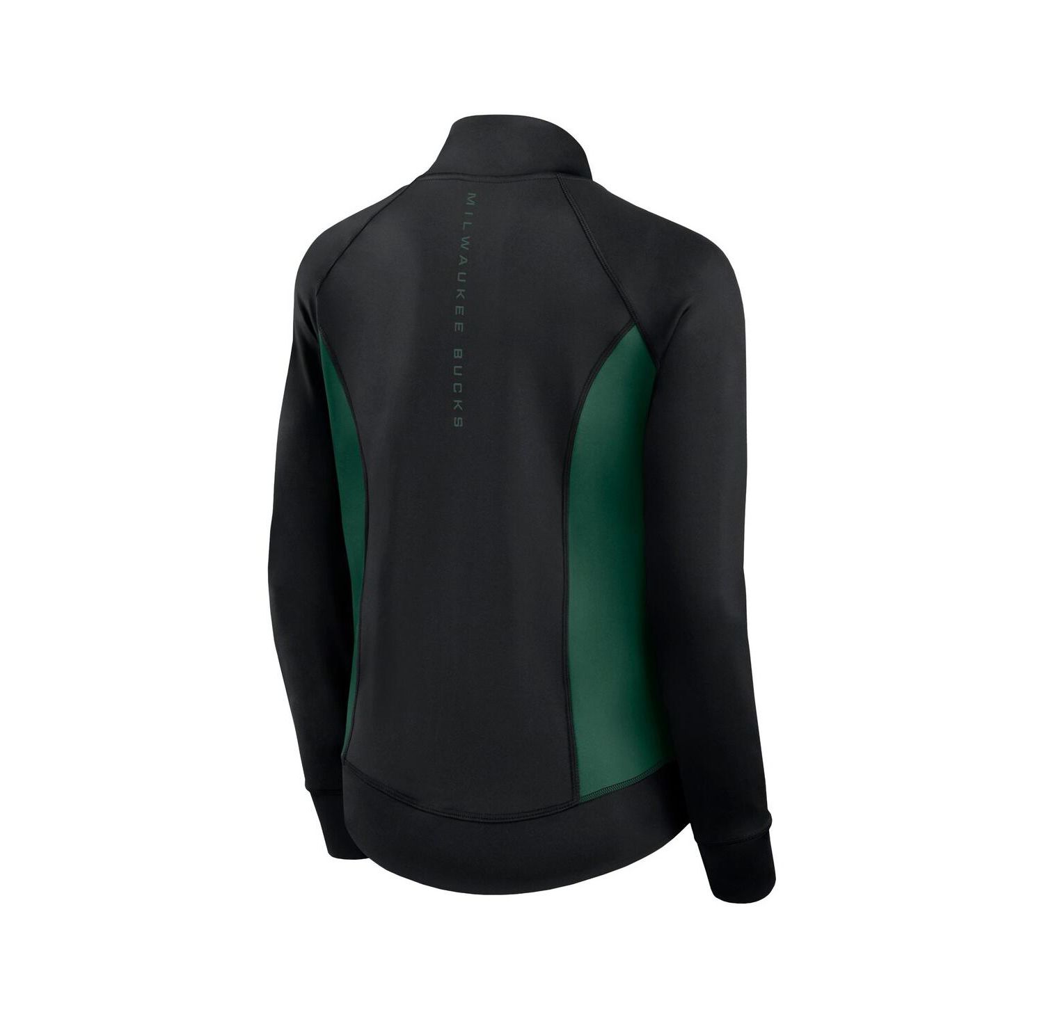 Women's Black Milwaukee Bucks Studio Fitted Full-Zip Gym Track Jacket