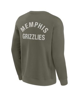 Men's and Women's Olive Memphis Grizzlies Super Soft Pullover Crew Sweatshirt