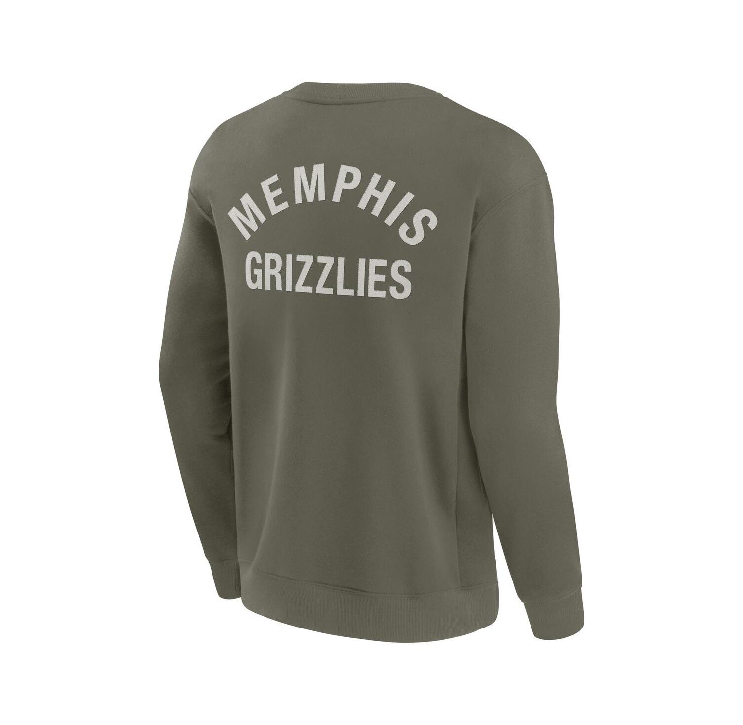 Men's and Women's Olive Memphis Grizzlies Super Soft Pullover Crew Sweatshirt