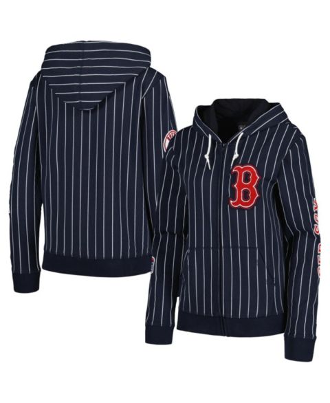 Женские куртки New Era Women's Navy Boston Red Sox Pinstripe Tri-Blend Full-Zip Jacket