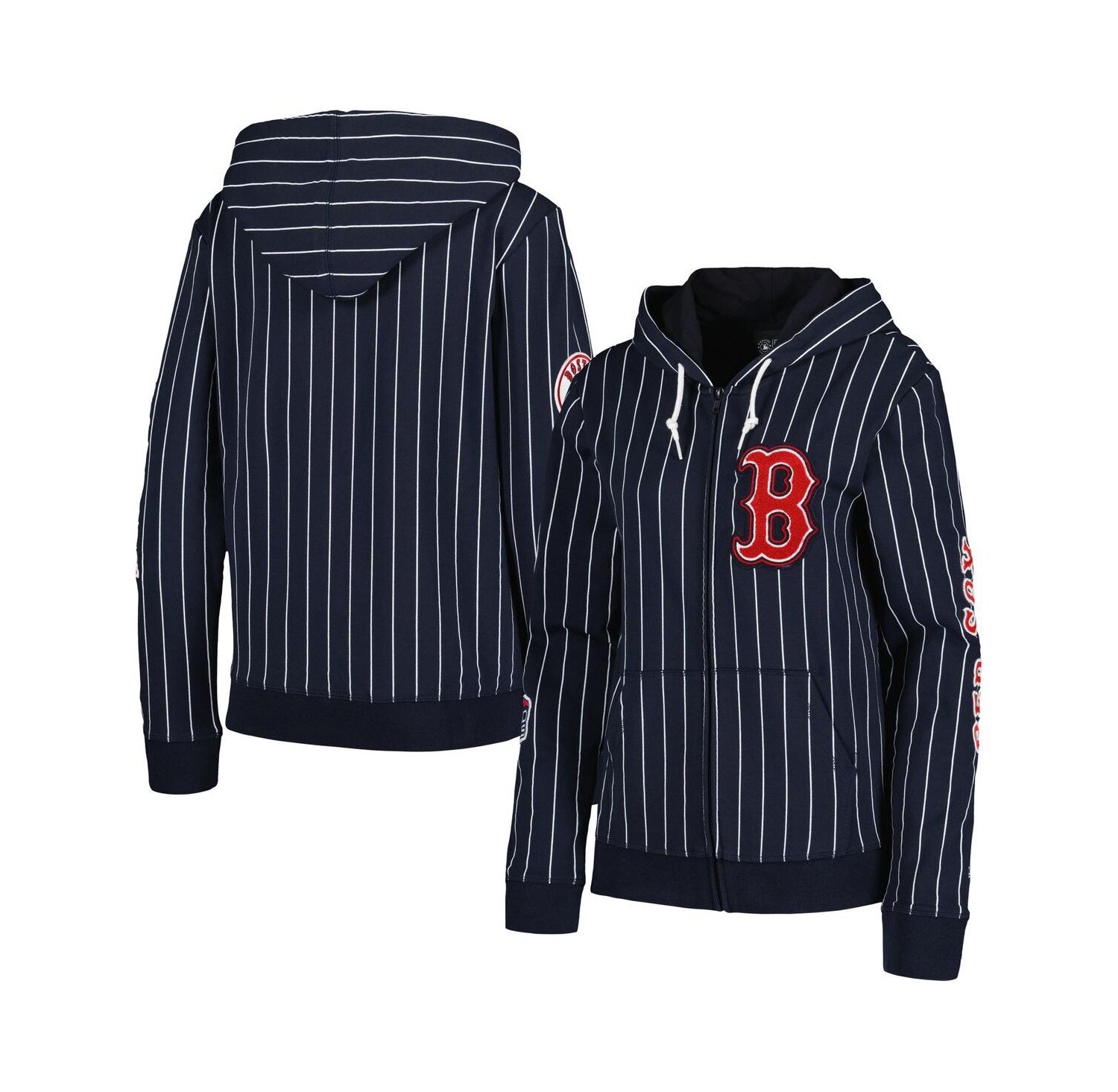 Women's Navy Boston Red Sox Pinstripe Tri-Blend Full-Zip Jacket