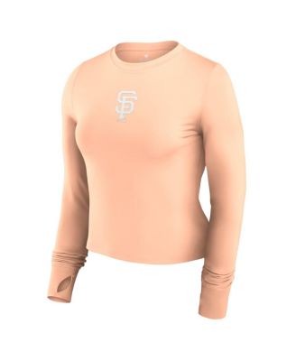 Women's Pink San Francisco Giants Studio Fitted Long Sleeve Gym Top