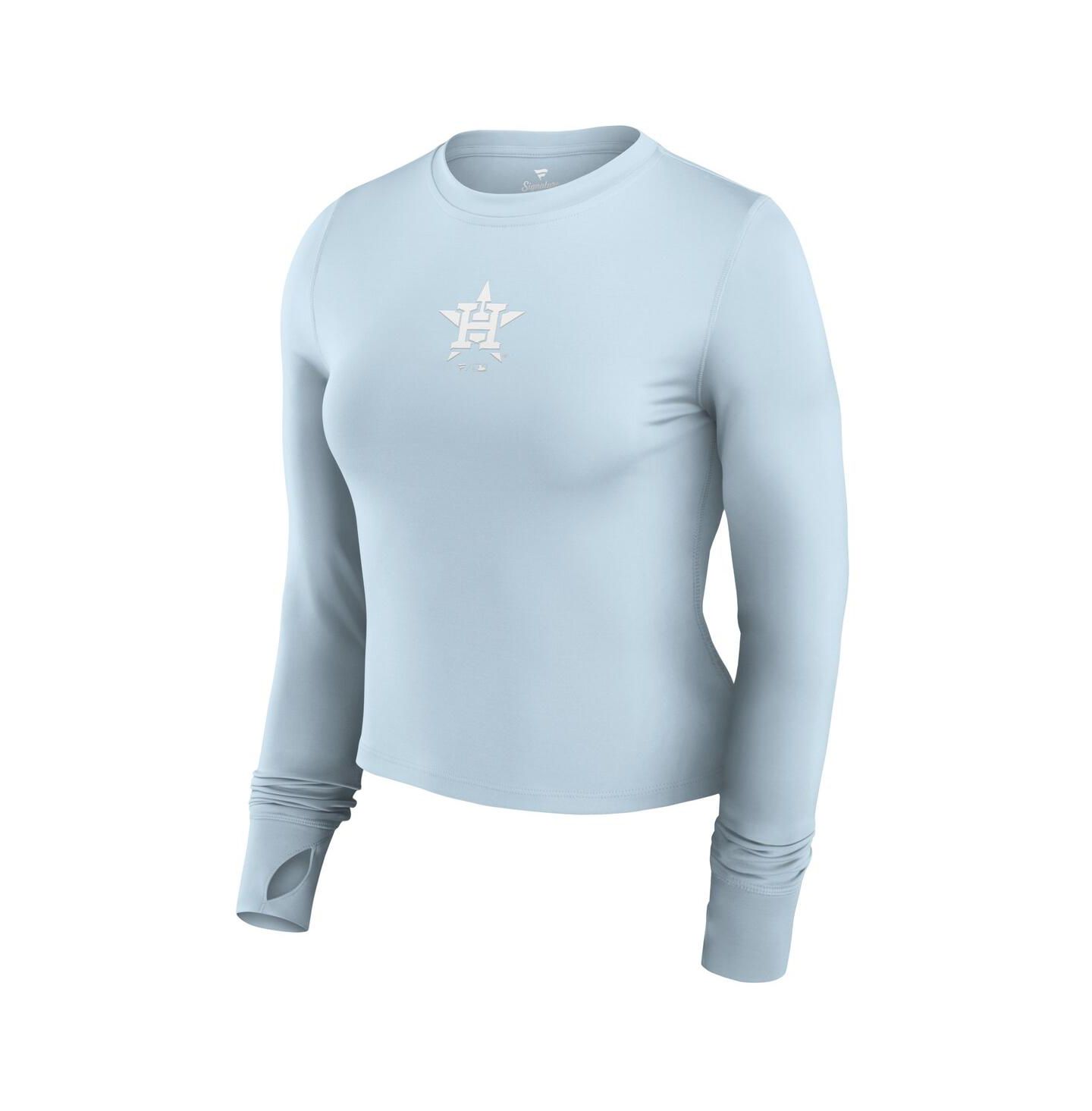 Женский топ Fanatics Light Blue Houston Astros Studio Fitted Long Sleeve Gym — фото 2