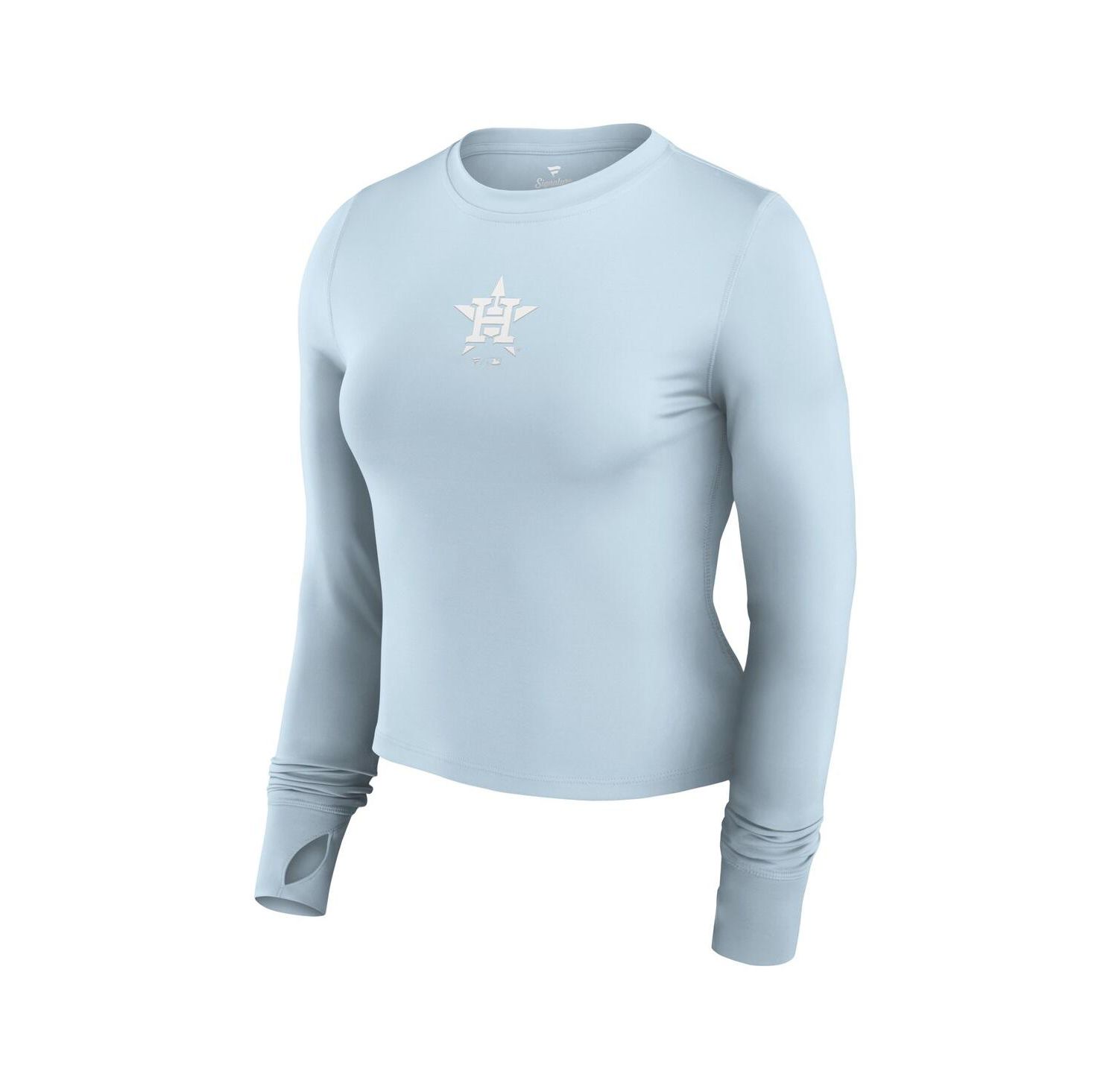 Women's Light Blue Houston Astros Studio Fitted Long Sleeve Gym Top