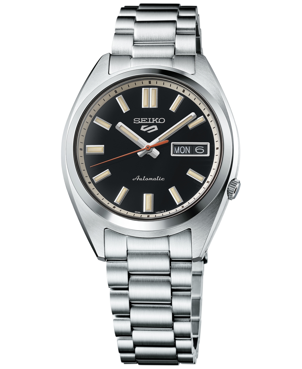 Seiko Men's Automatic 5 Sports Midsize Stainless Steel Bracelet Watch 37mm In Black