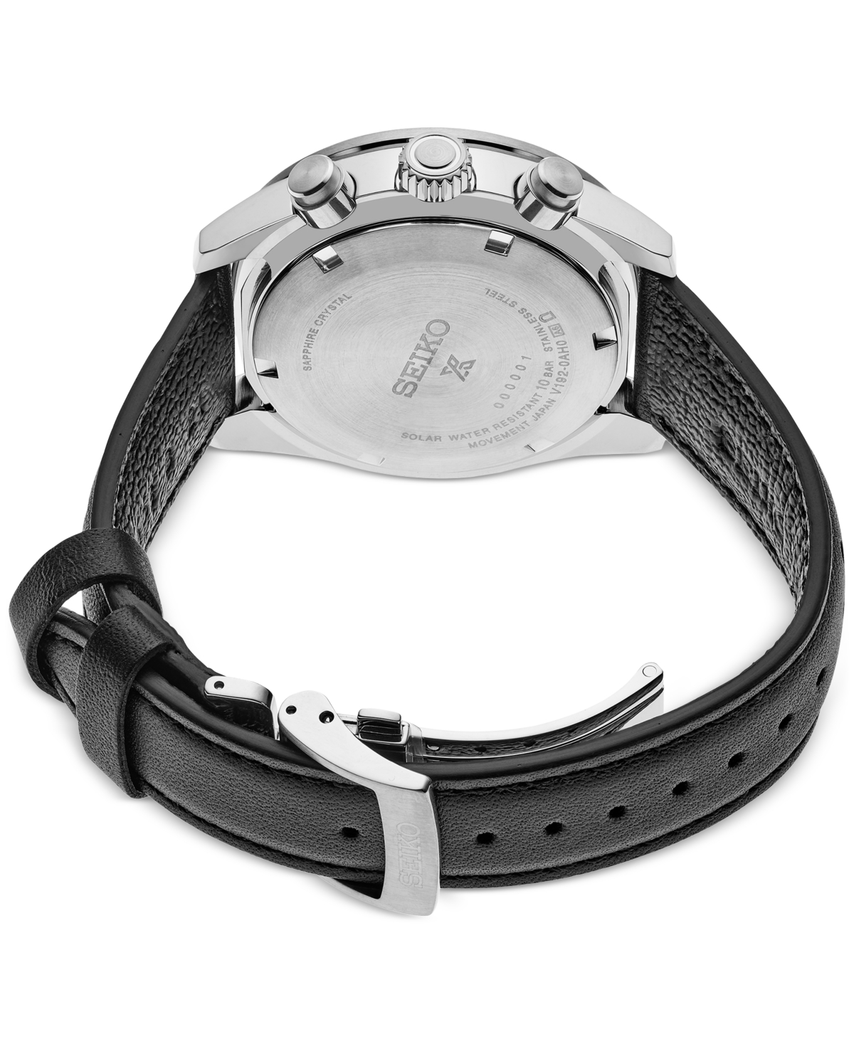 Seiko Men's Solar Chronograph Prospex Speedtimer Black Leather Strap Watch 41mm In Ivory