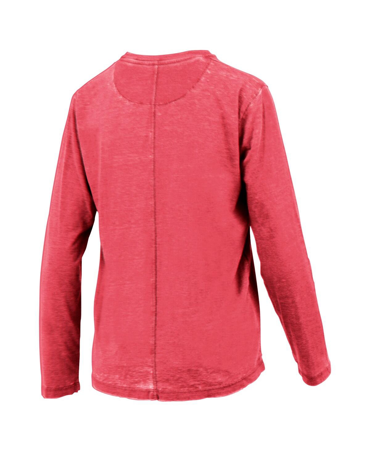 PRESSBOX WOMEN'S SCARLET NEBRASKA HUSKERS CHANDLER OLIVE LEAF ARCH LONG SLEEVE T-SHIRT 