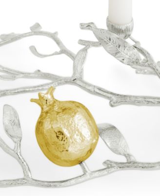 Pomegranate Silver and Gold Low Candleholders
