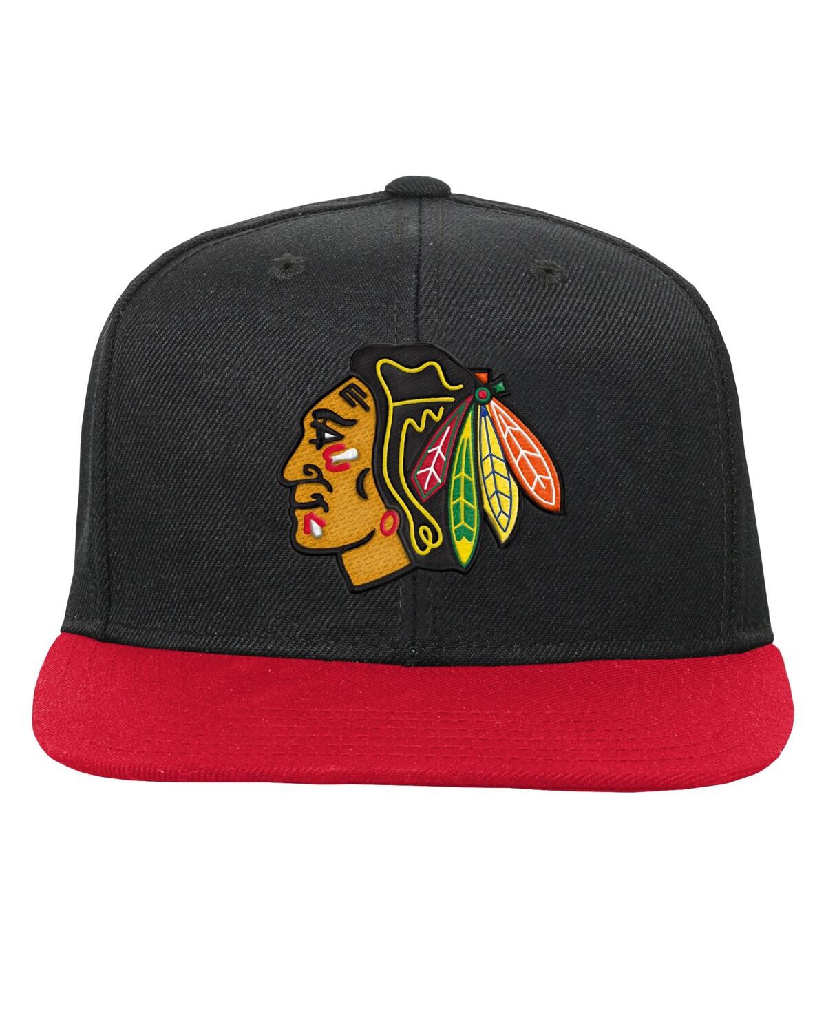 Mitchell & Ness Big Boys And Girls Black/red Chicago Blackhawks Core Team Two-tone Snapback Hat In Multi