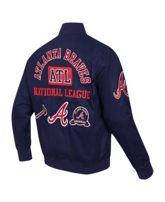 Men's Navy Atlanta Braves Twill Full-Zip Jacket