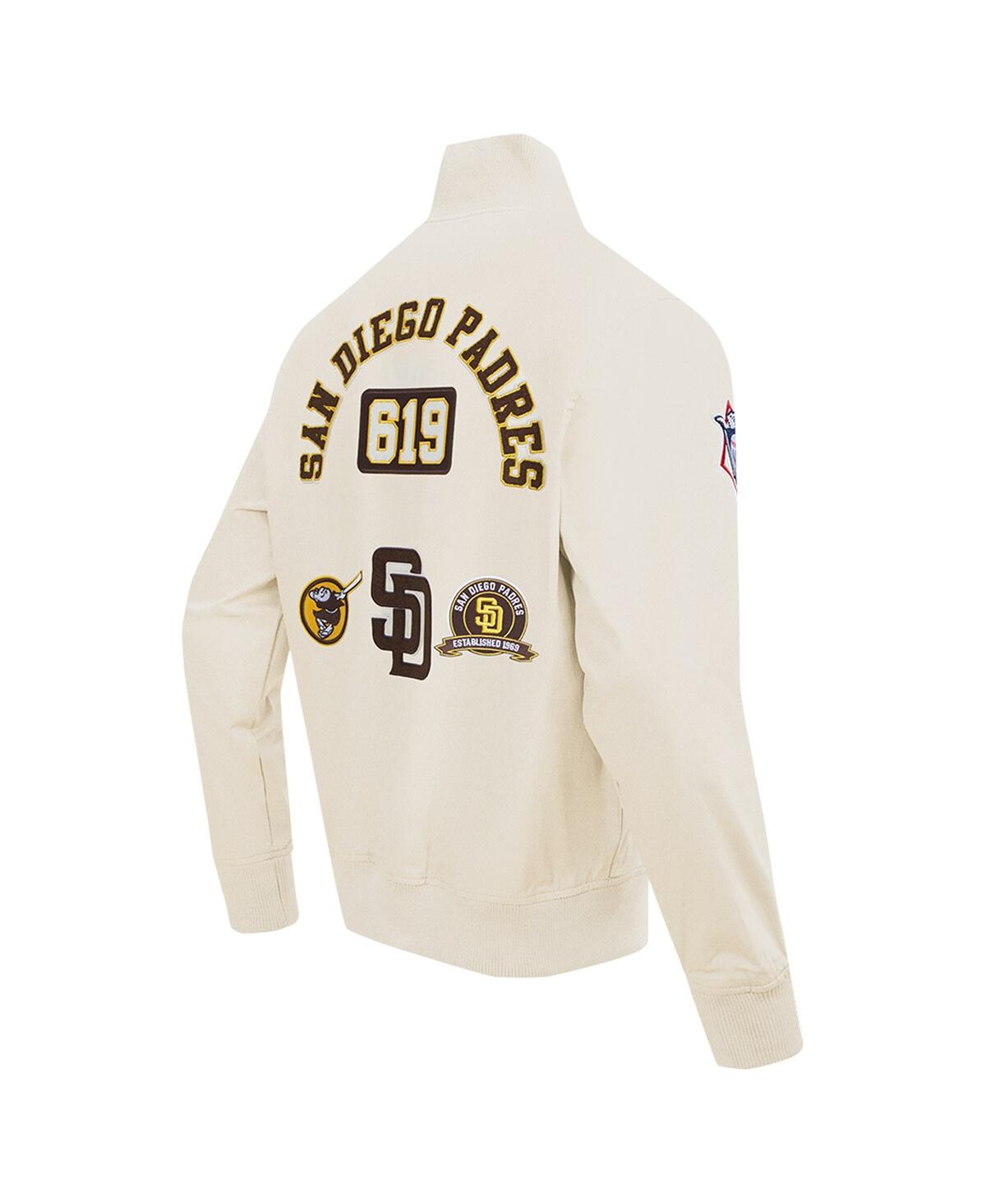 PRO STANDARD MEN'S CREAM SAN DIEGO PADRES AREA CODE TWILL FULL-ZIP JACKET 