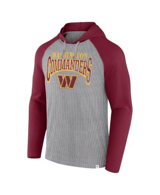 Men's Gray/Burgundy Washington Commanders Under Center Long Sleeve Hoodie T-Shirt
