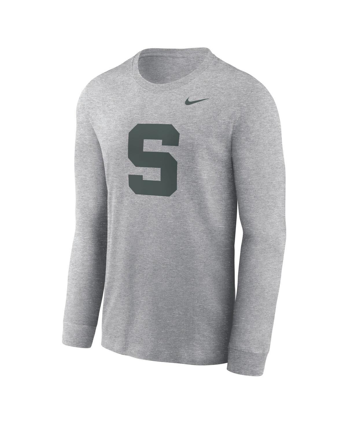 Nike Men's Michigan State Spartans Alternate Logo Long Sleeve T-shirt In Gray