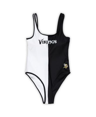 Women's Black/White Minnesota Vikings Last Stand One-Piece Swimsuit