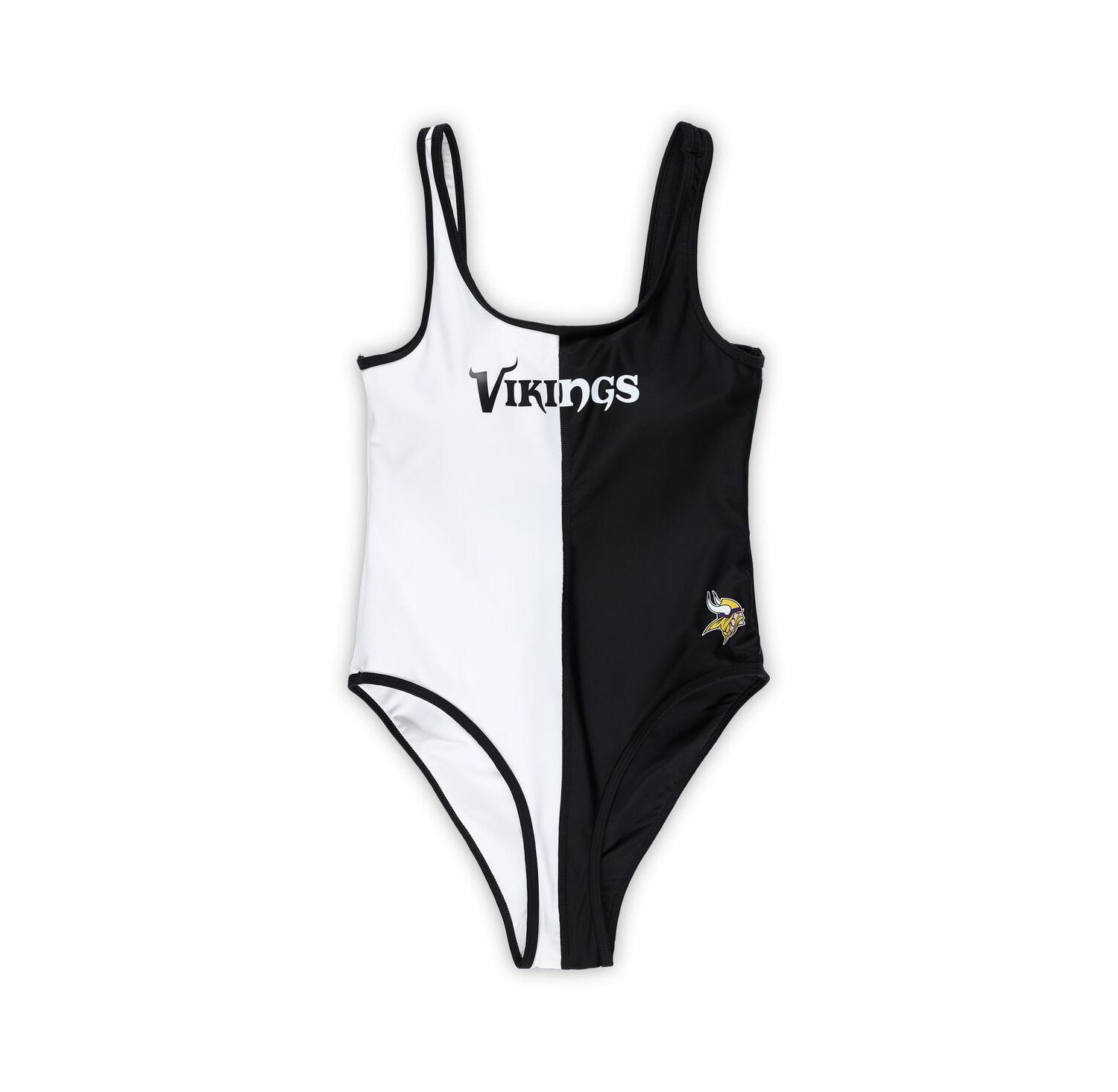 Women's Black/White Minnesota Vikings Last Stand One-Piece Swimsuit