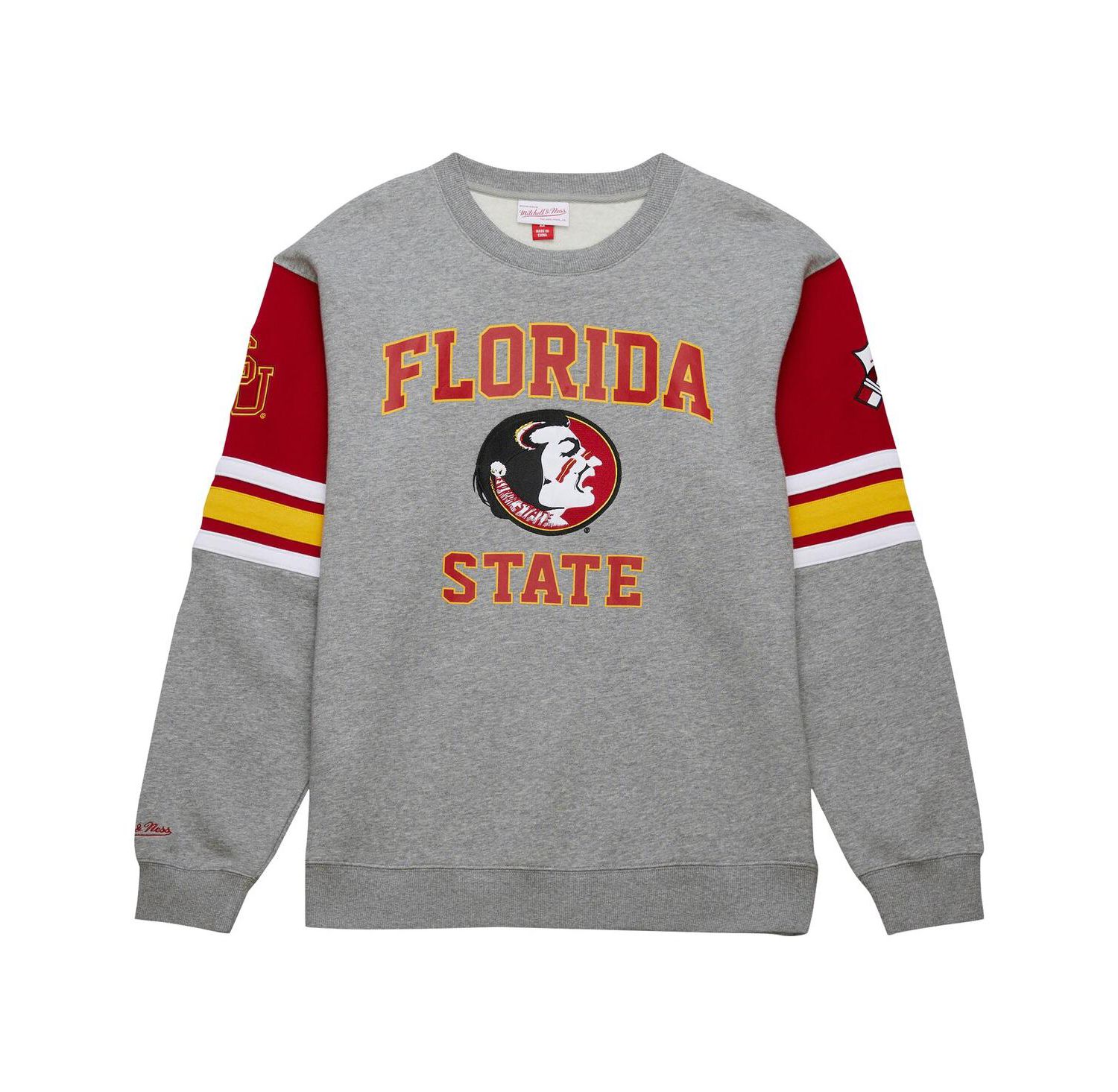 Men's Heather Gray Florida State Seminoles Throwback Allover 4.0 Pullover Sweatshirt