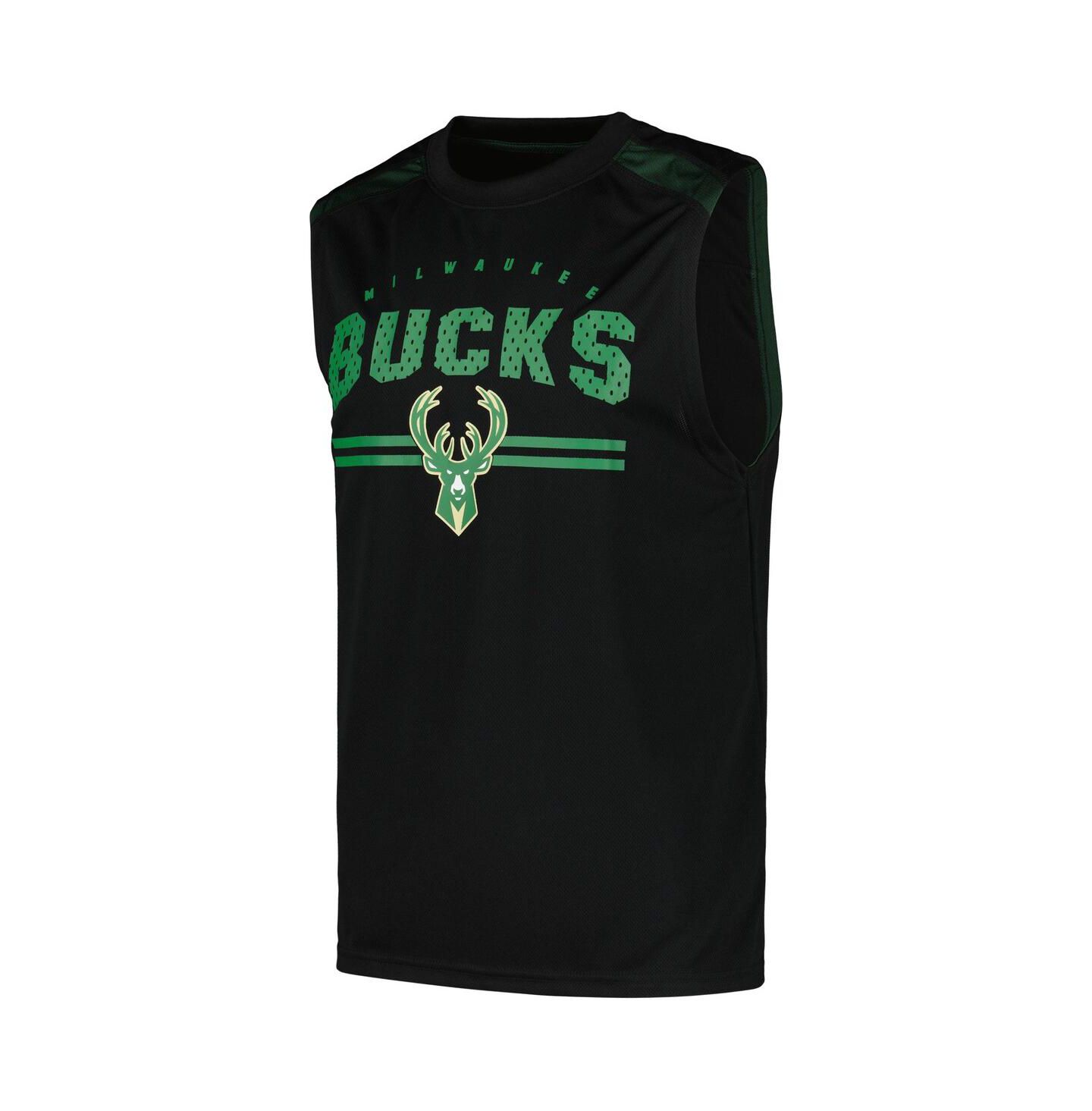 Мужской топ Fanatics Black Milwaukee Bucks Birdseye Muscle — фото 2