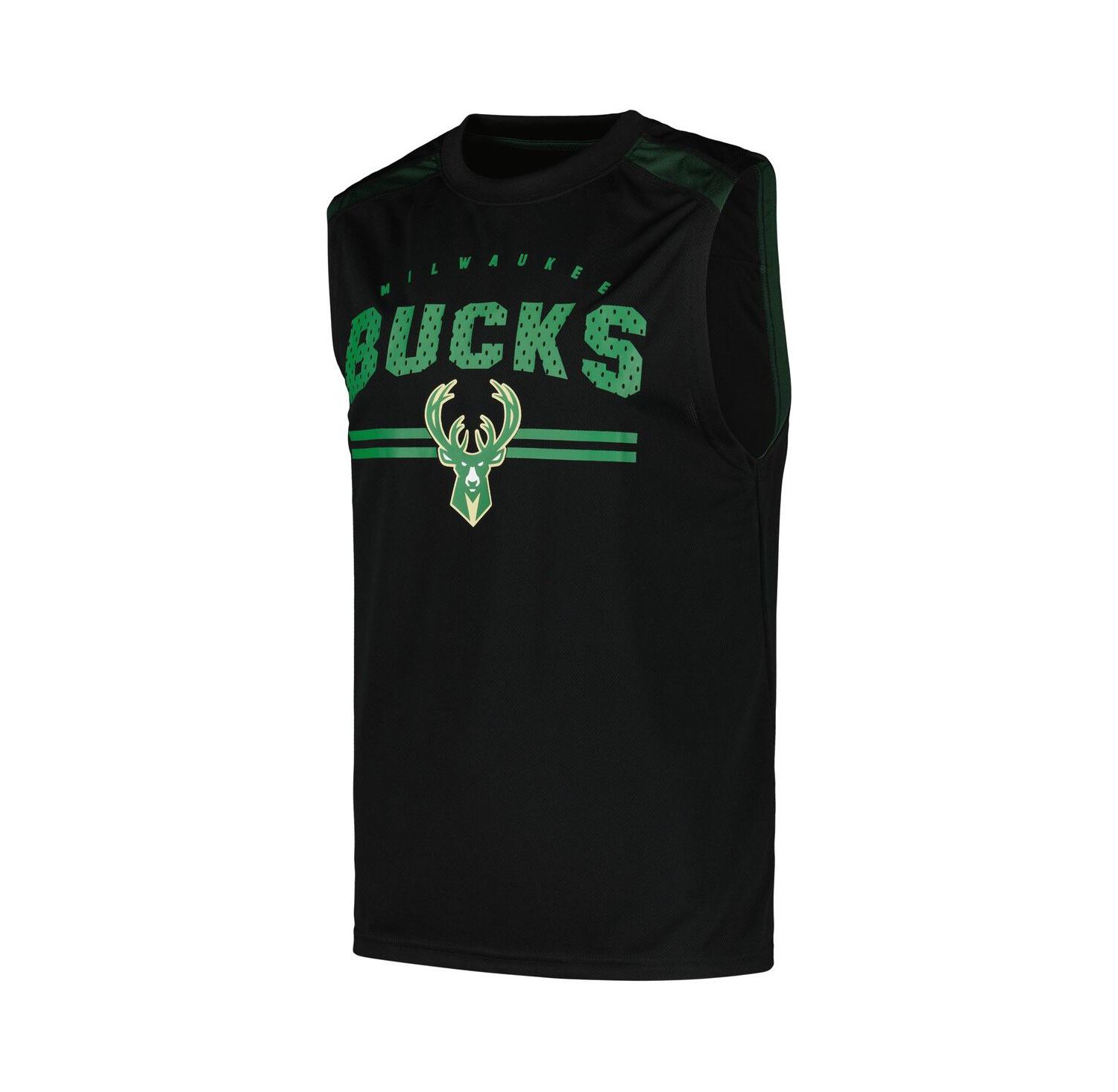 Men's Black Milwaukee Bucks Birdseye Muscle Tank Top